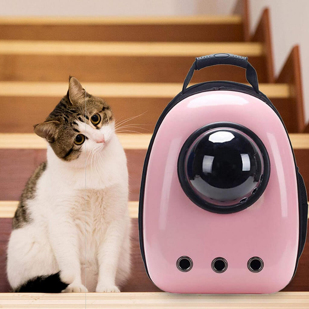 Miomu Mochila Portátil Transportadora para Gatos Rosa