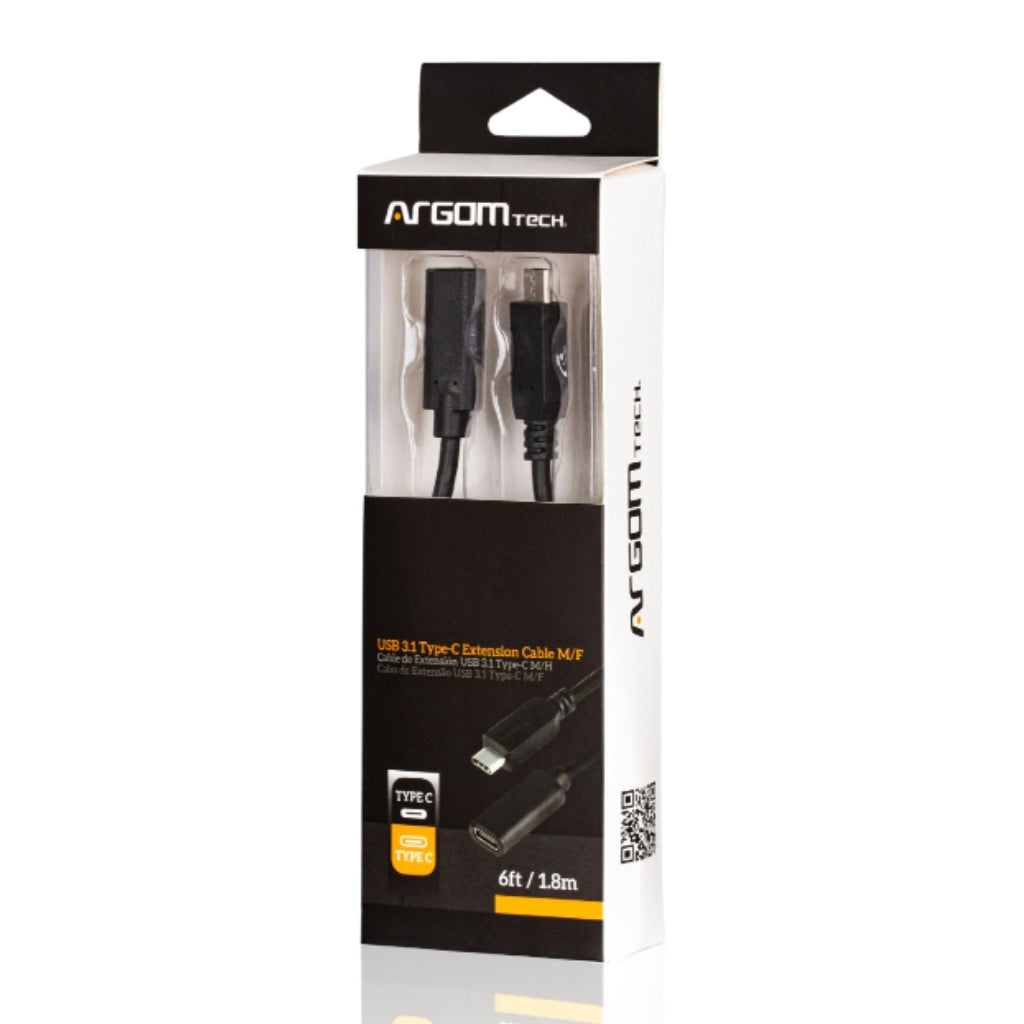 Argom Cable USB 3.1 Tipo C Macho a Tipo C Hembra, 1.8 Metros
