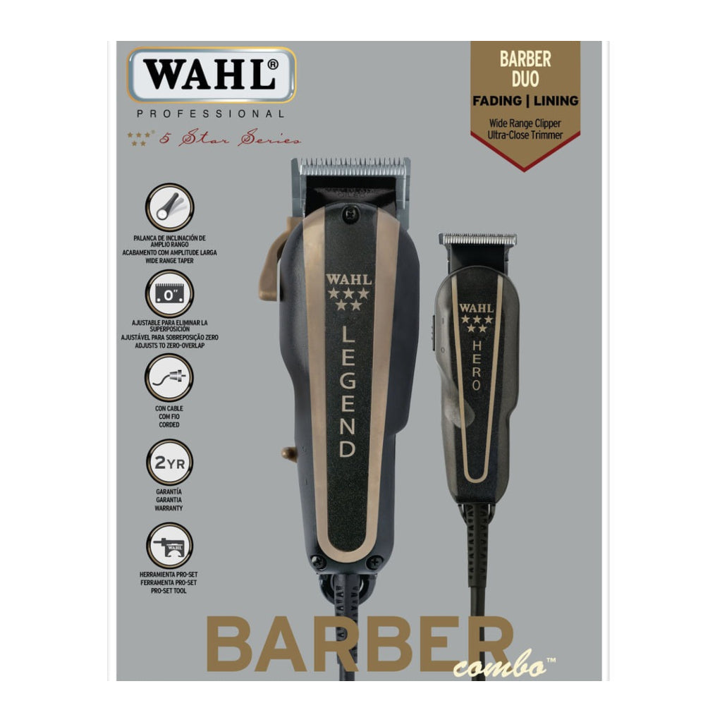 Wahl Set Cortadora de Cabello Profesional Alámbrica Barber Pro, 8180-108
