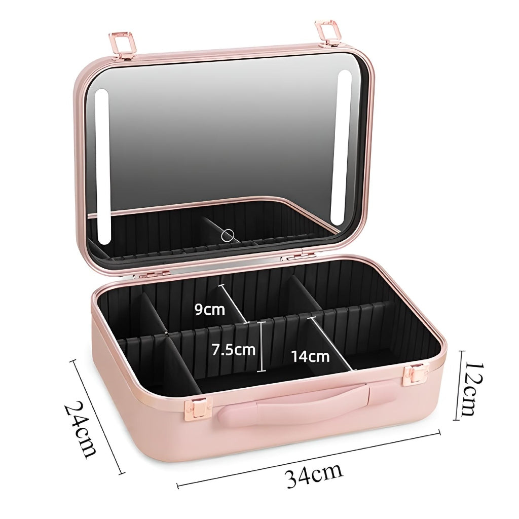 Miomu Cosmetiquera Diseño Valija con Espejo y Luz LED