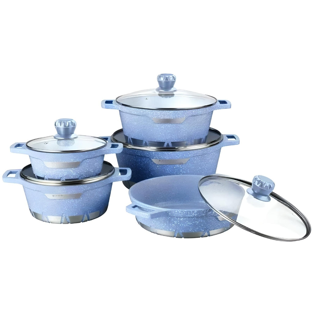 Miomu Set Ollas de Metal con Tapa de Vidrio, 3 Piezas