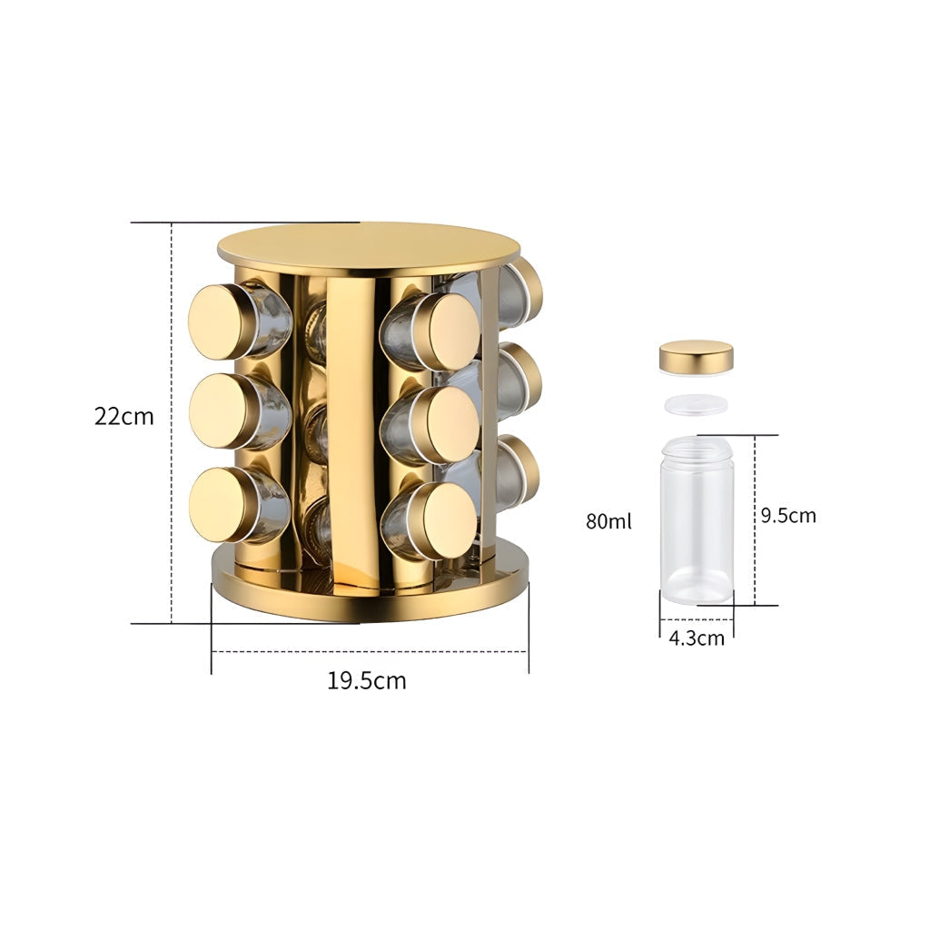 Miomu Organizador de Especias Giratorio con Frascos de Vidrio