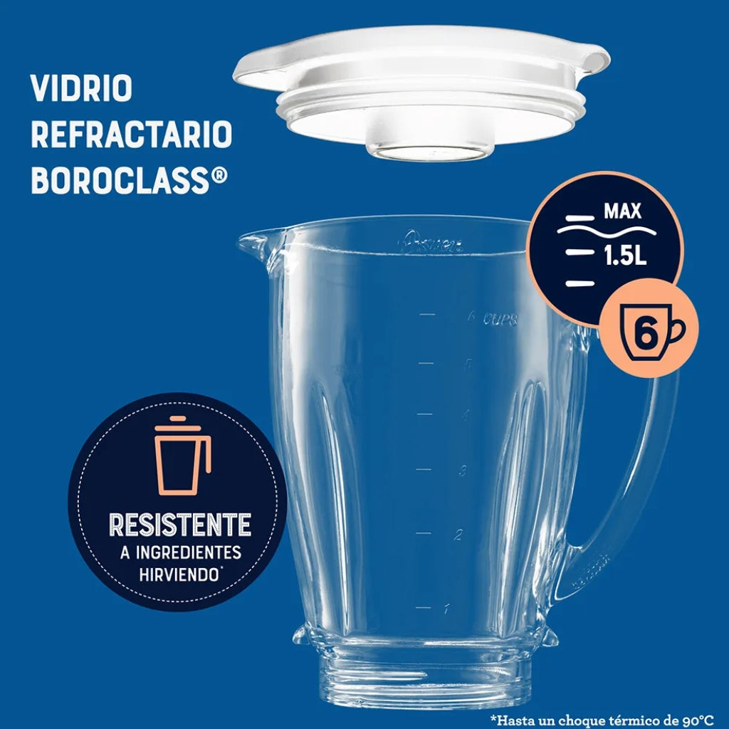 Oster Licuadora Clásica Frasco Vidrio 1.5L, BLSTKAG