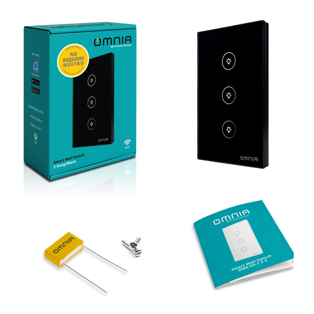 Omnia Interruptor Inteligente Híbrido Wifi/rf 3 Vías