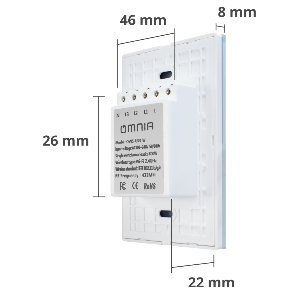 Omnia Interruptor Inteligente Híbrido Wifi/rf 3 Vías