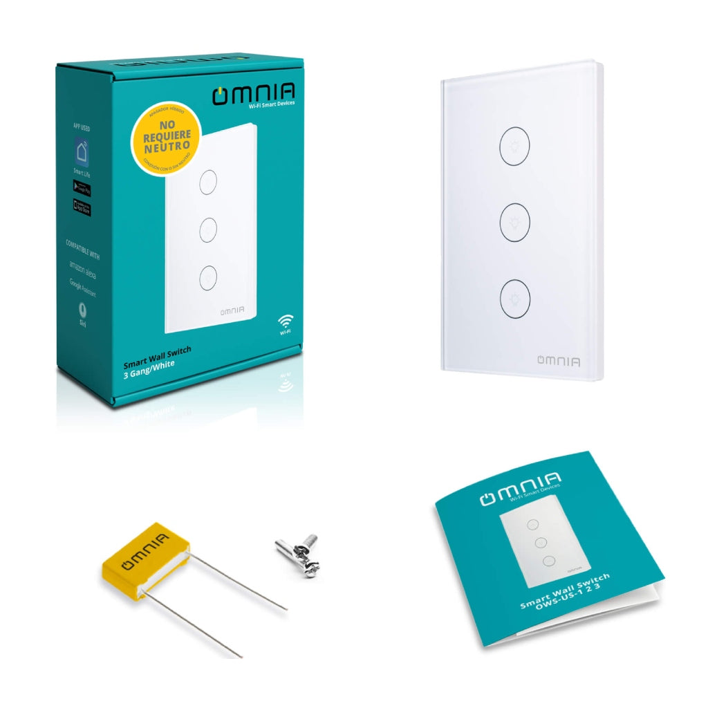 Omnia Interruptor Inteligente Híbrido Wifi/rf 3 Vías