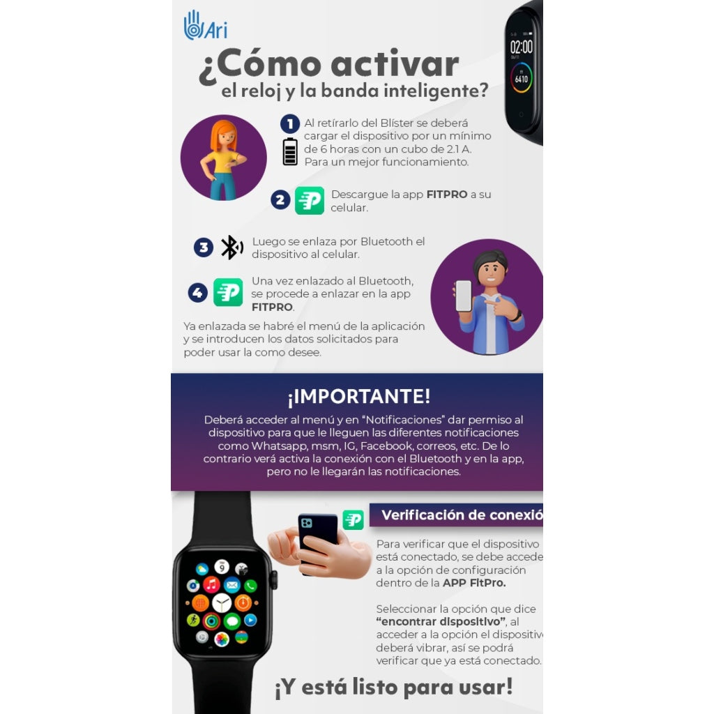 Ari Smartwatch Ari 11 Negro (T500)