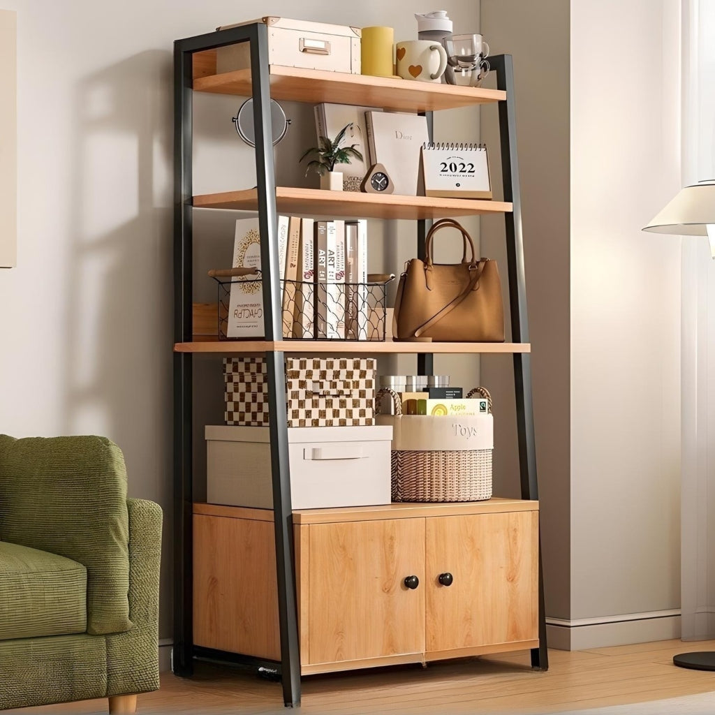 Miomu Estantería 4 Niveles con Puertas Inferiores