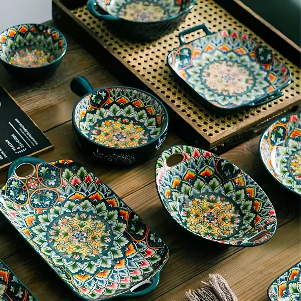 Miomu Plato Redondo Cerámico, Diseño Bohemio