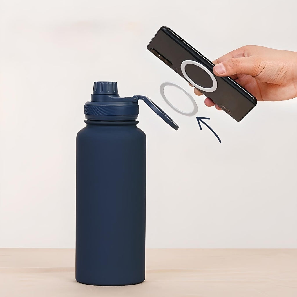 Miomu Botella de Acero Inoxidable Térmica, con Tapa Magnética para el Celular
