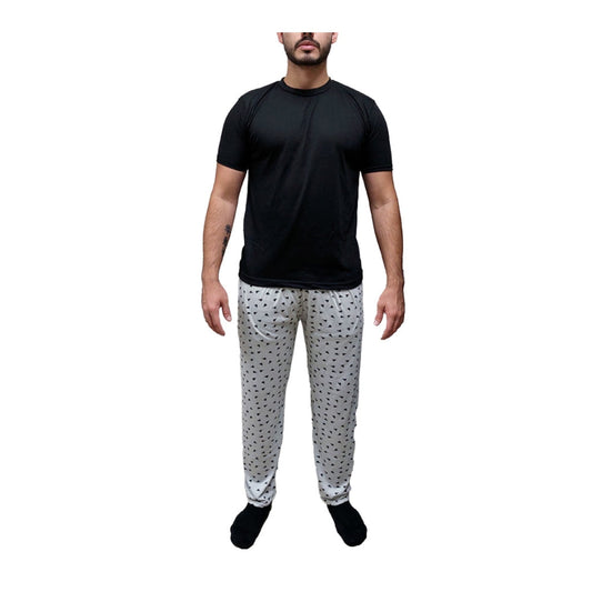 Miomu Pijama con Pantalón Largo Negro, para Hombre