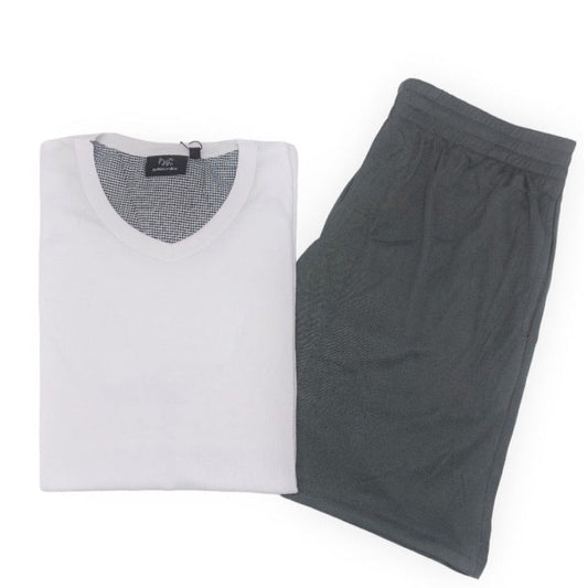 Miomu Pijama Corta para Hombre, Blanco
