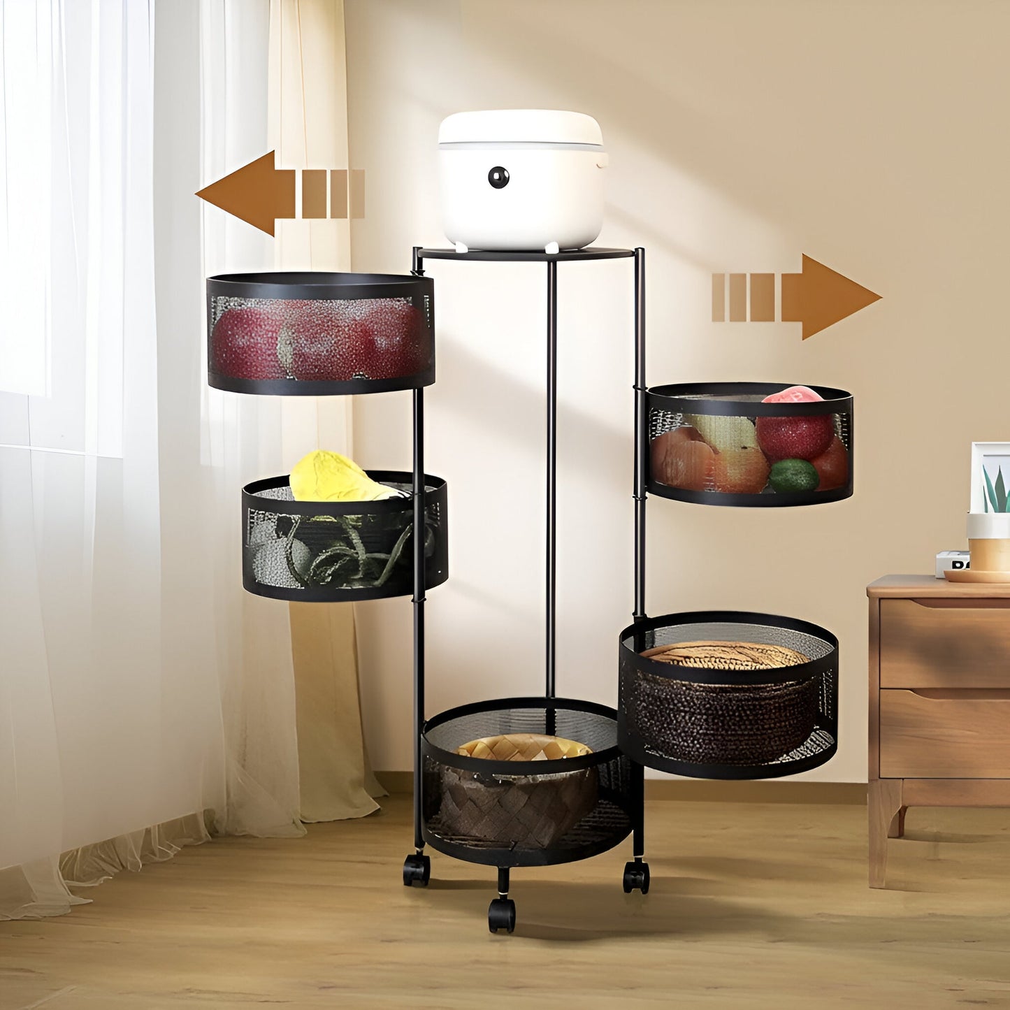 Miomu Estante Giratorio Para Frutas y Verduras Multiuso, 4 Niveles