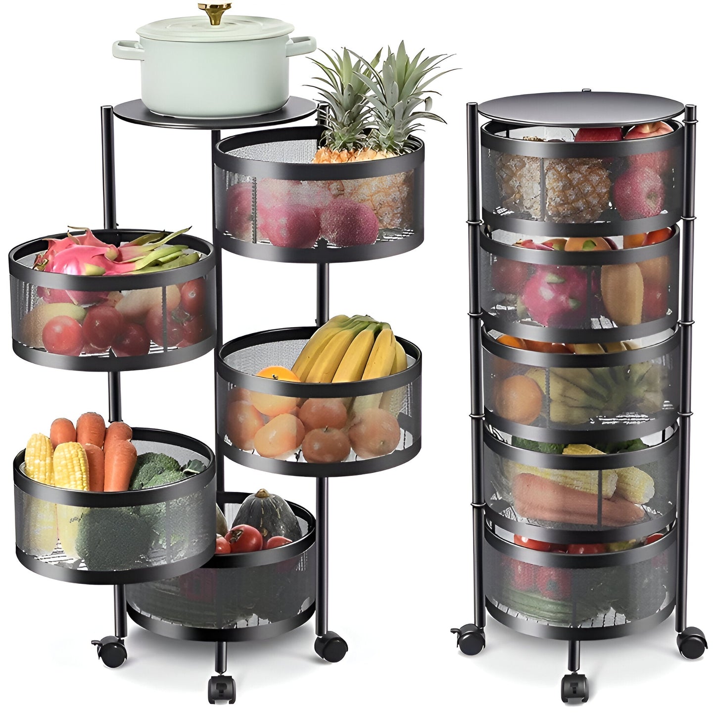 Miomu Estante Giratorio Para Frutas y Verduras Multiuso, 4 Niveles