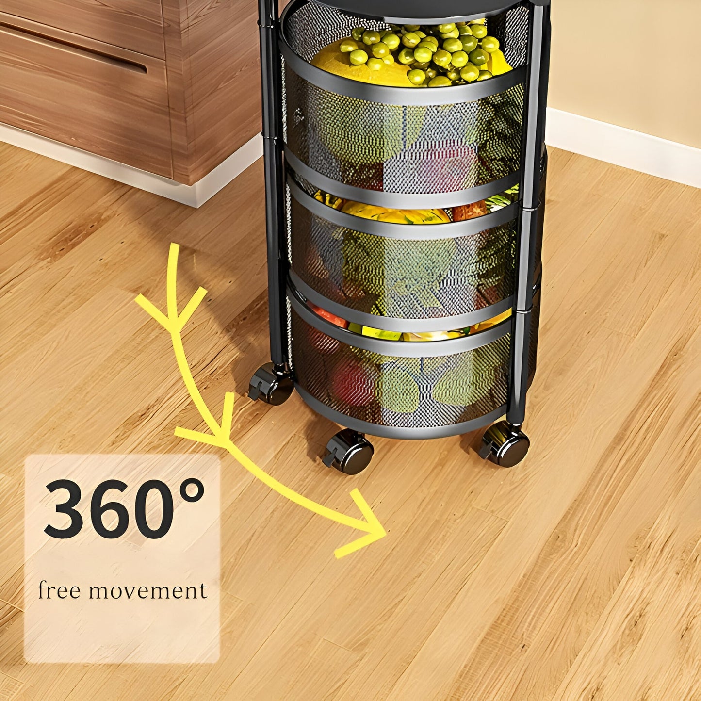 Miomu Estante Giratorio Para Frutas y Verduras Multiuso, 4 Niveles