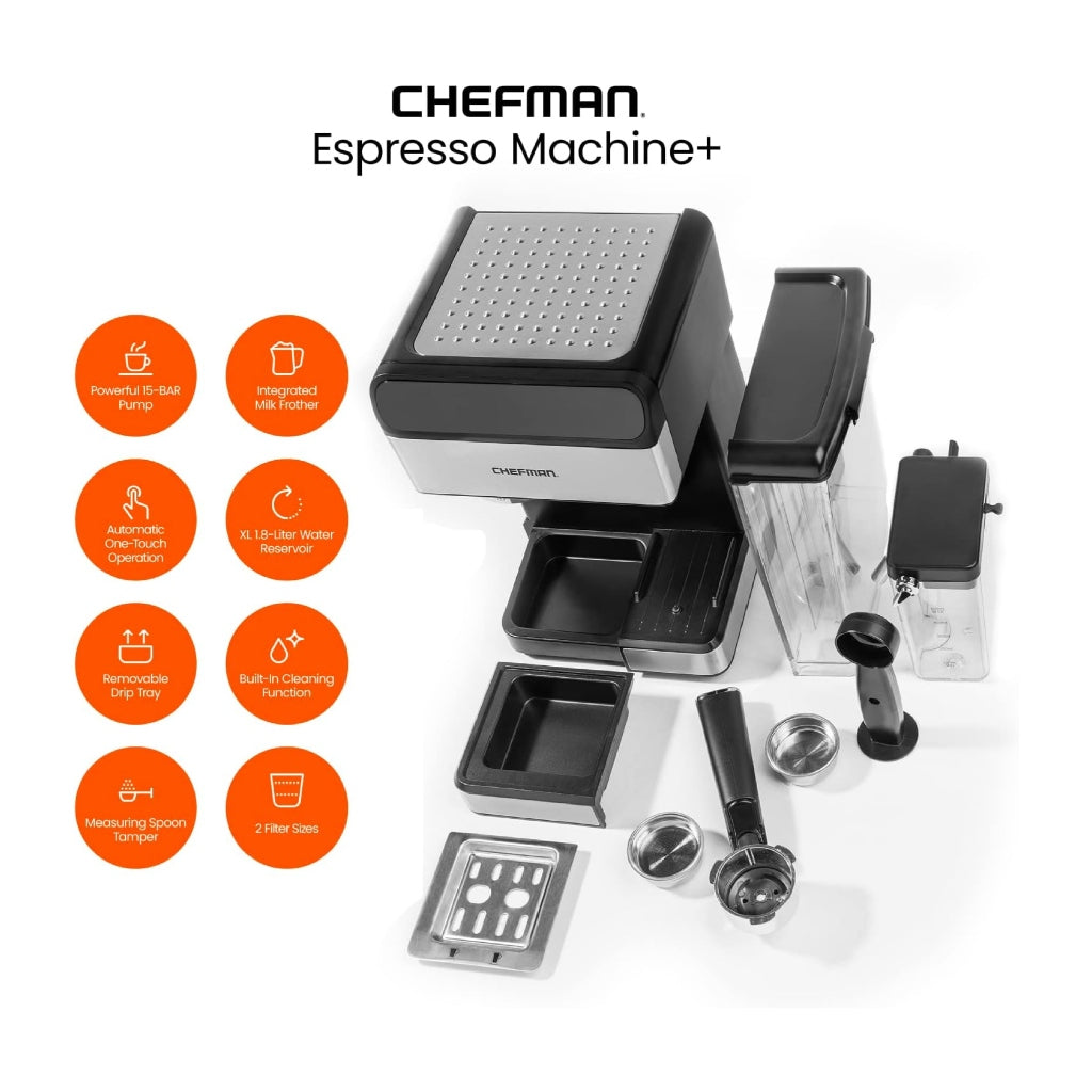 Chefman Máquina de Café Espresso Semiautomática Digital 6 en 1 (RJ54)