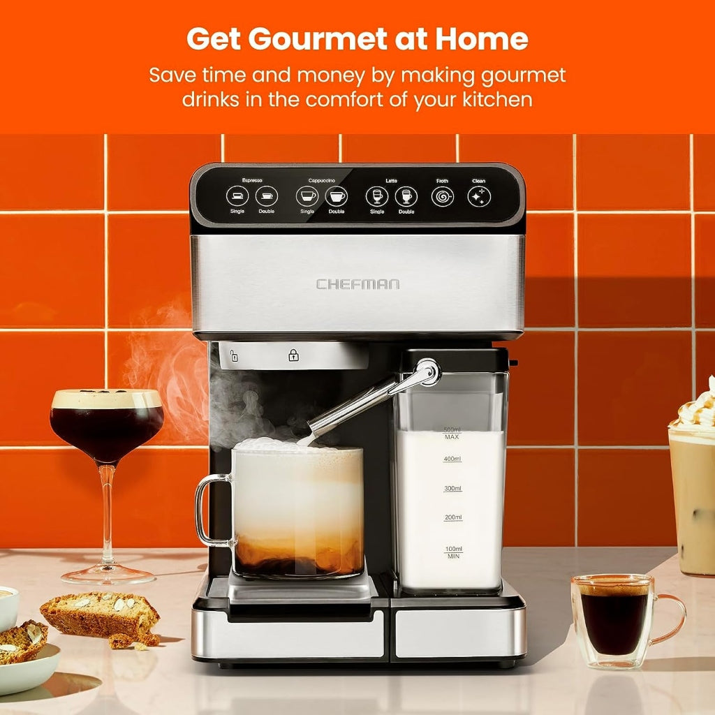 Chefman Máquina de Café Espresso Semiautomática Digital 6 en 1 (RJ54)