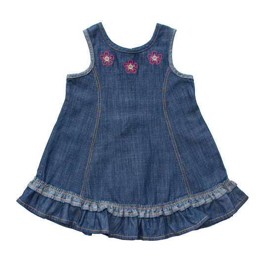 Crayola Vestido para Niña Denim Flores Bordadas