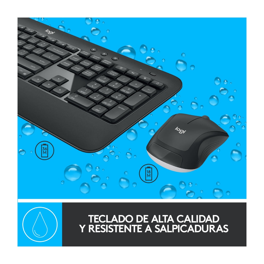 Logitech Kit Teclado y Mouse Inalámbricos MK540, 2 Piezas