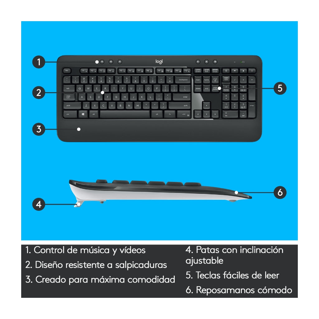 Logitech Kit Teclado y Mouse Inalámbricos MK540, 2 Piezas