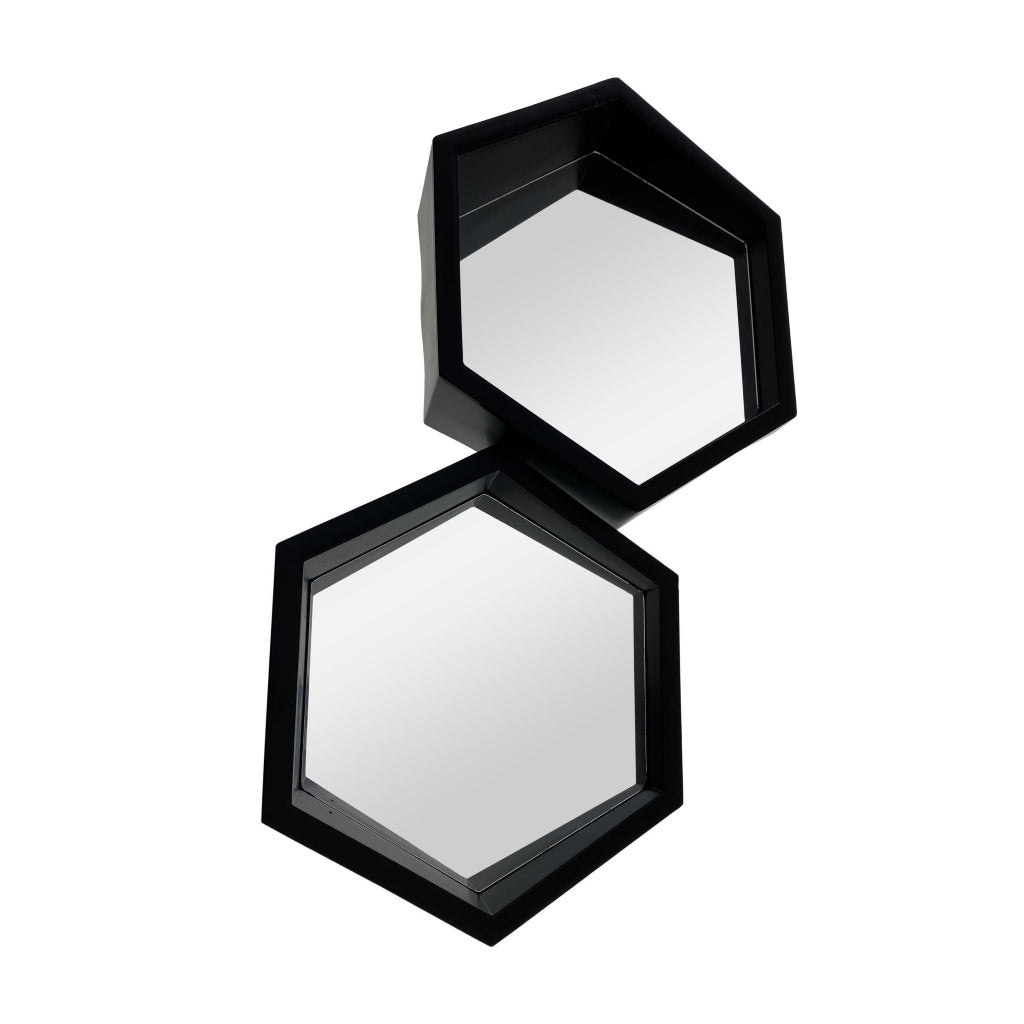 Miomu Set Espejos Repisa Negra, 2 Piezas