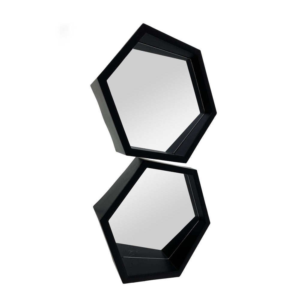 Miomu Set Espejos Repisa Negra, 2 Piezas