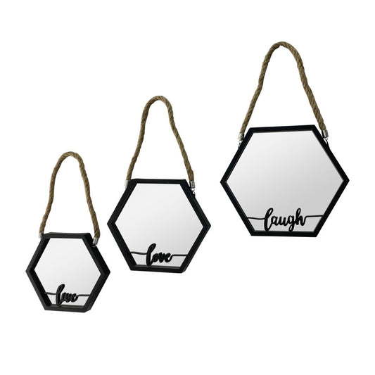 Miomu Set Espejos Decorativos de Pared Hexagonales, 3 Piezas