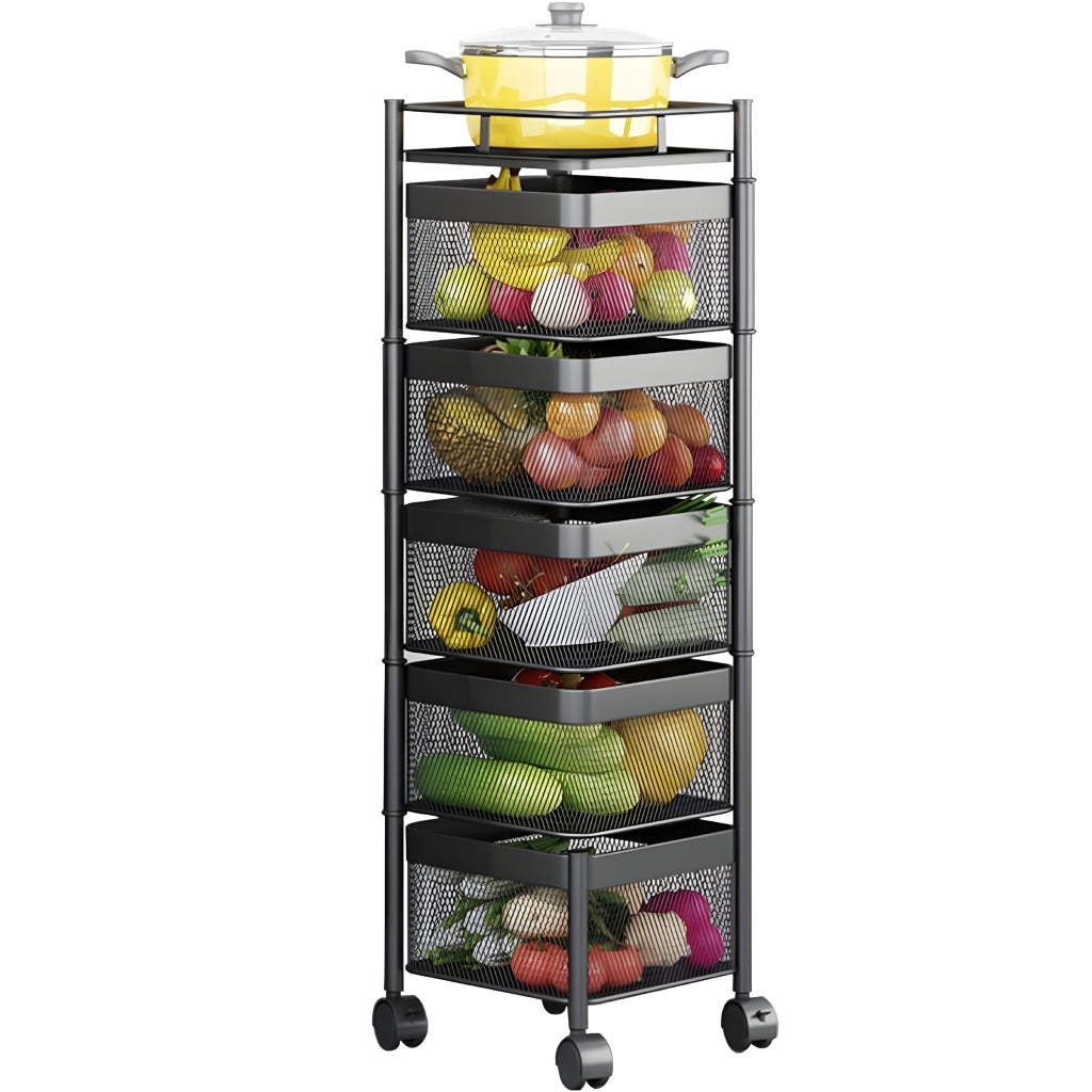 Miomu Estante Giratorio Para Frutas y Verduras Rectangular, 5 Niveles