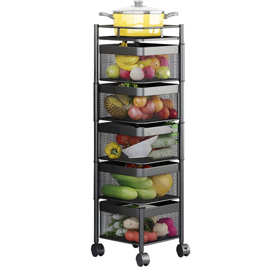 Miomu Estante Giratorio Para Frutas y Verduras Rectangular, 5 Niveles