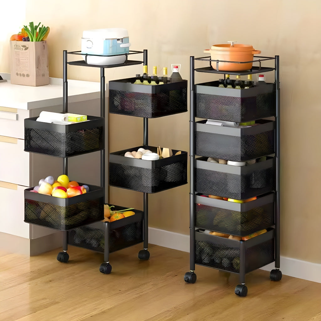 Miomu Estante Giratorio Para Frutas y Verduras Rectangular, 5 Niveles