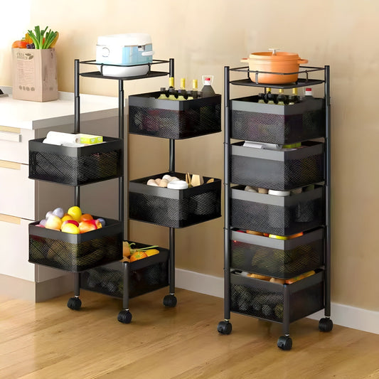 Miomu Estante Giratorio Para Frutas y Verduras Rectangular, 5 Niveles