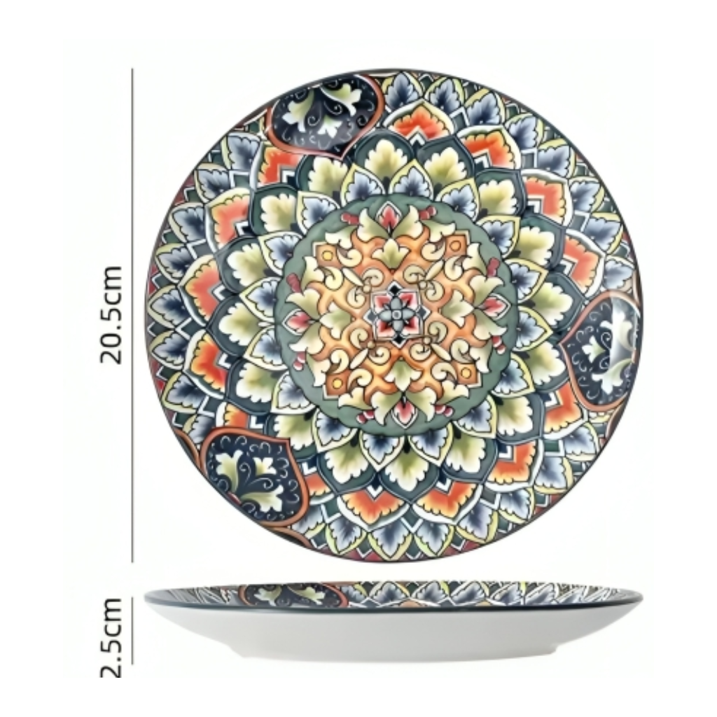 Miomu Plato Redondo Cerámico, Diseño Bohemio