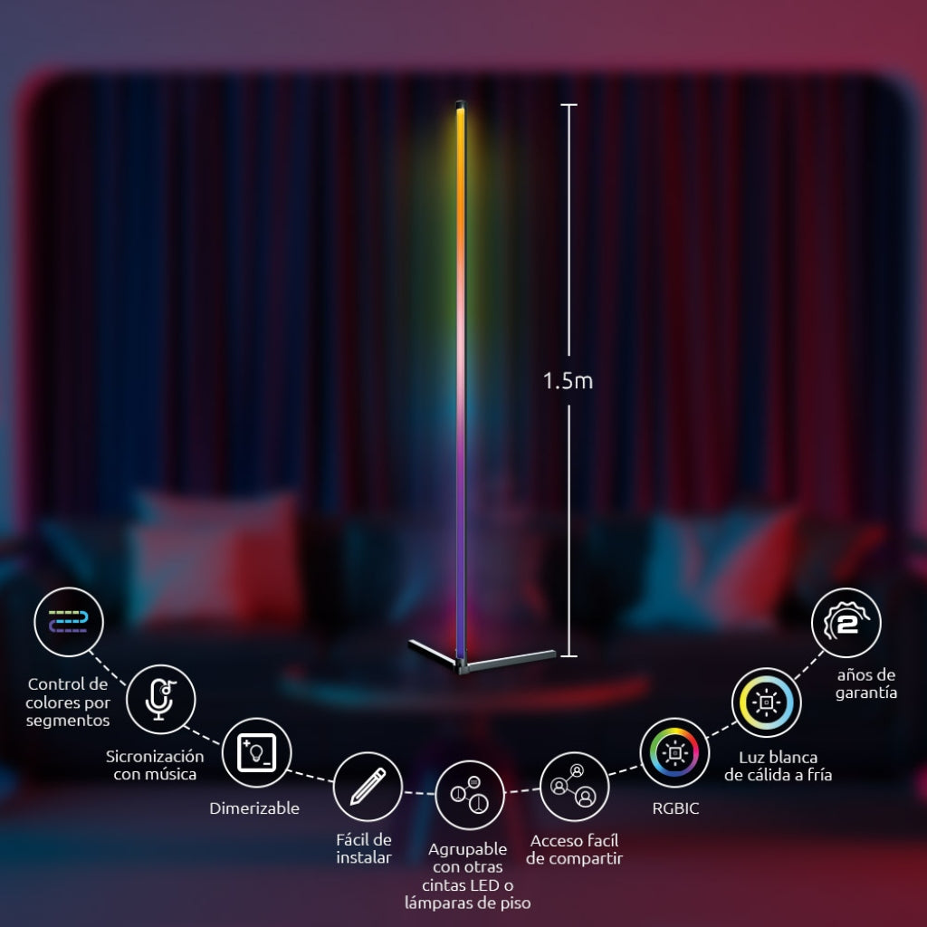 Nexxt Solutions Lámpara LED de Piso Inteligente Wi-Fi 1.5m, NHB-S710