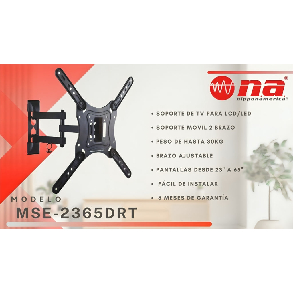 Nippon America Soporte de Pared Doble Brazo Móvil para Pantalla de 23" a 65"