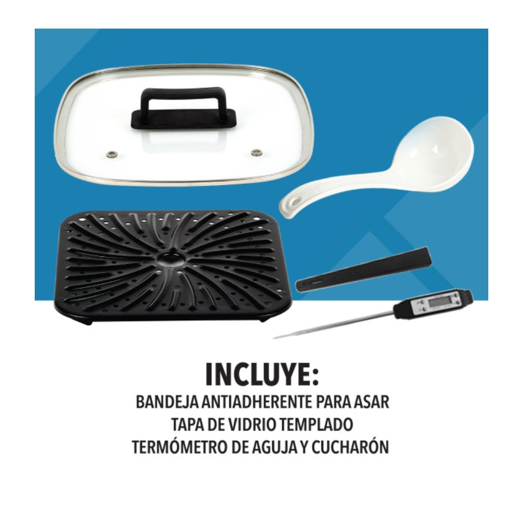 Power XL Olla Freidora de Aire con Parrilla 5.7 Litros, MFC-AF-6C-LA