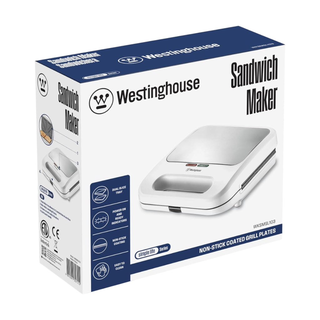 Westinghouse Sandwichera 2 Rebanadas 760W, WKSMSL103