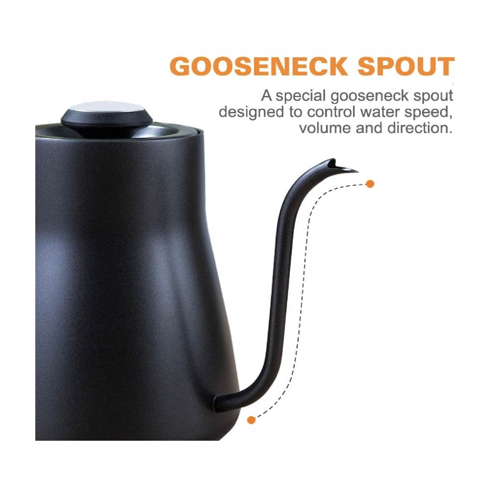 Adagio Coffee Cafetera Cuello de Ganso Negra con Termómetro