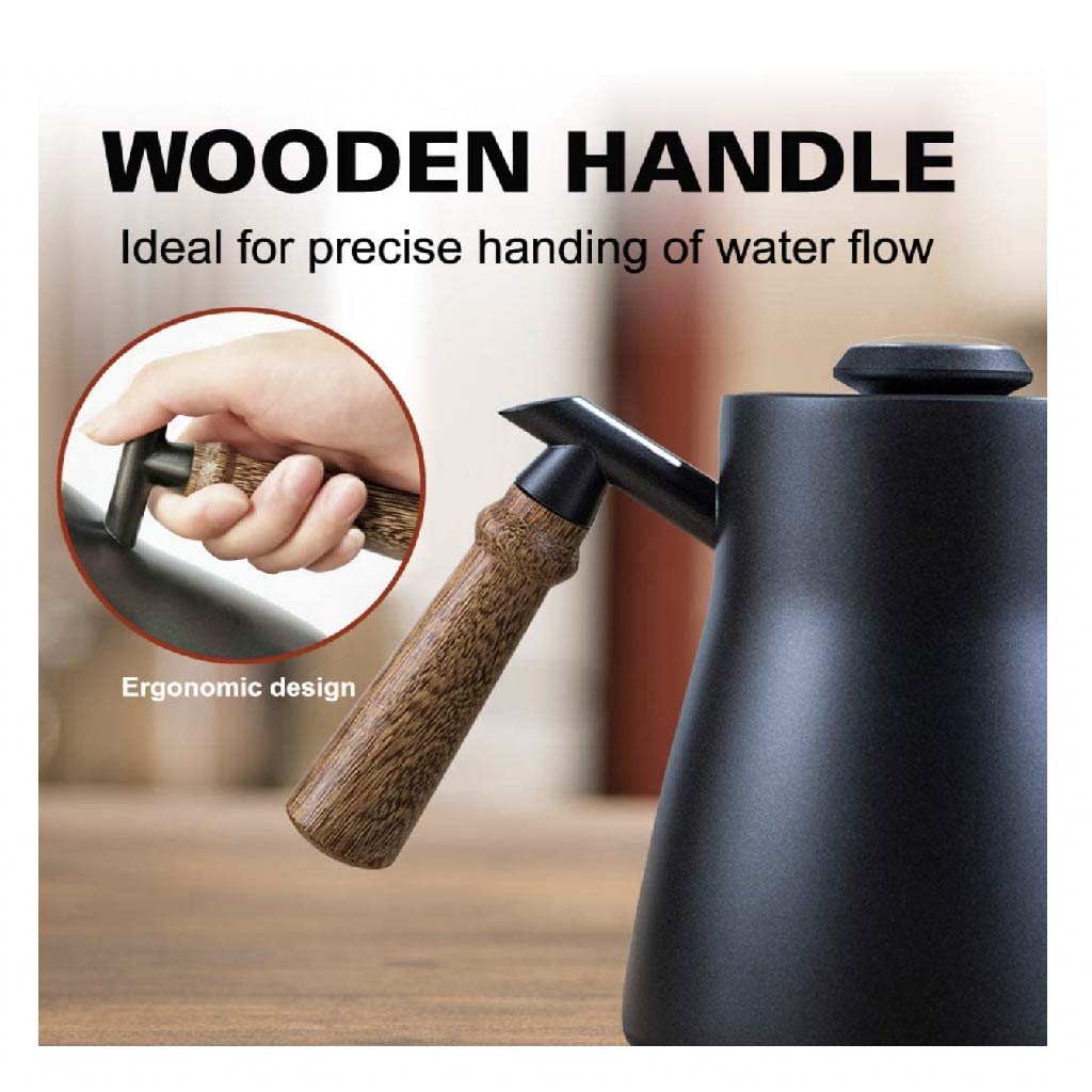 Adagio Coffee Cafetera Cuello de Ganso Negra con Termómetro