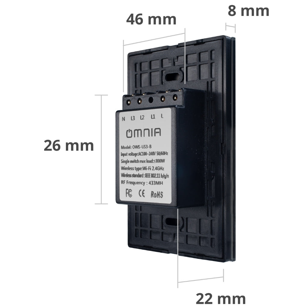 Omnia Interruptor Inteligente Híbrido Wifi/rf 3 Vías