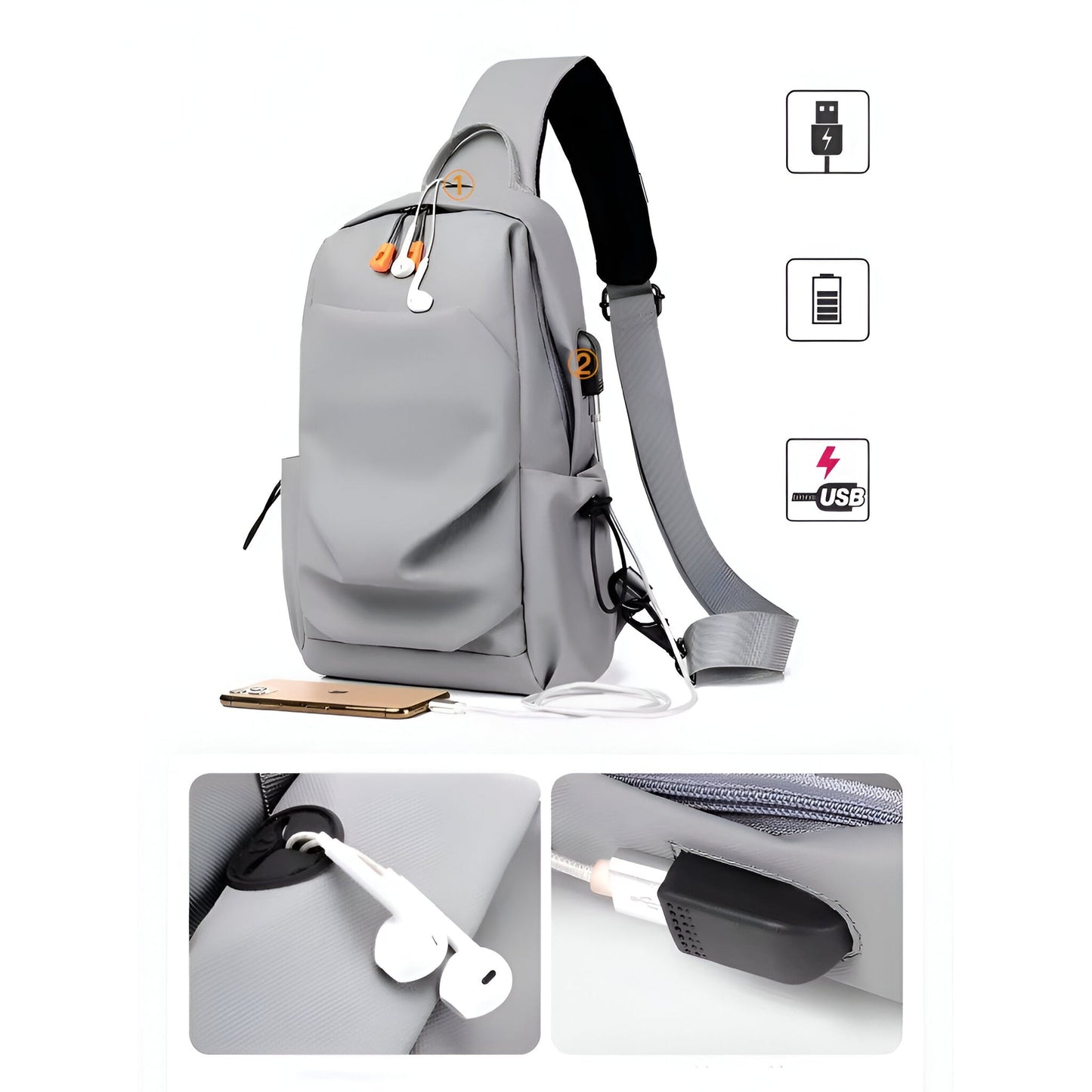 Miomu Bolso Multiuso de Hombro con Puerto de Carga USB